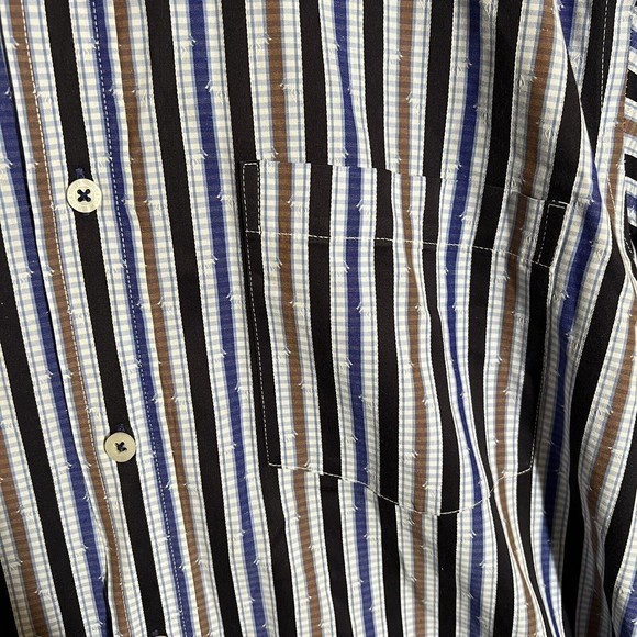 Bugatchi Uomo Men's Lg LS Button Down Multi-Color Striped Shirt Flip Cuff EUC - Picture 3 of 11